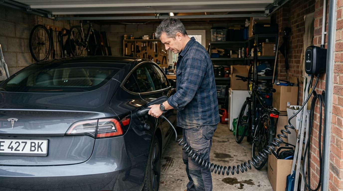 Home EV charger next to electric vehicle illustrating ev tax credit 2026 deadline